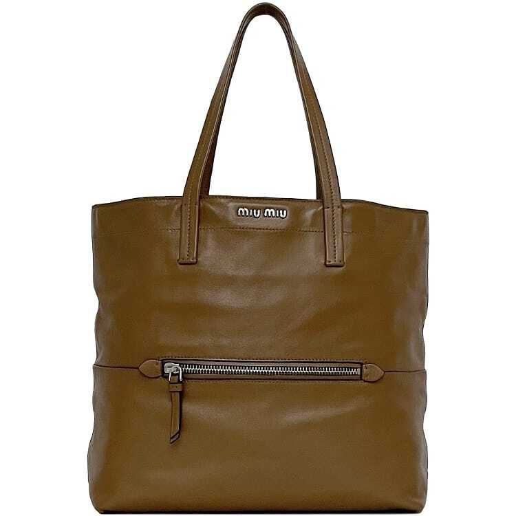 Miu Miu Tote Bag f-22869 Brown CANNELLA F0401 Vitello Soft 2A6K RR1934 Good