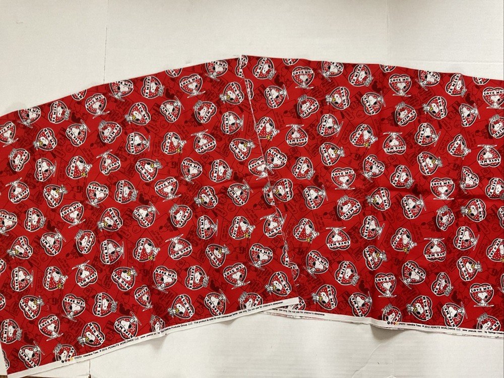 Snoopy Valentine Toss Fabric 2013 By Springs Creative, 2 Pieces- Each 24”
