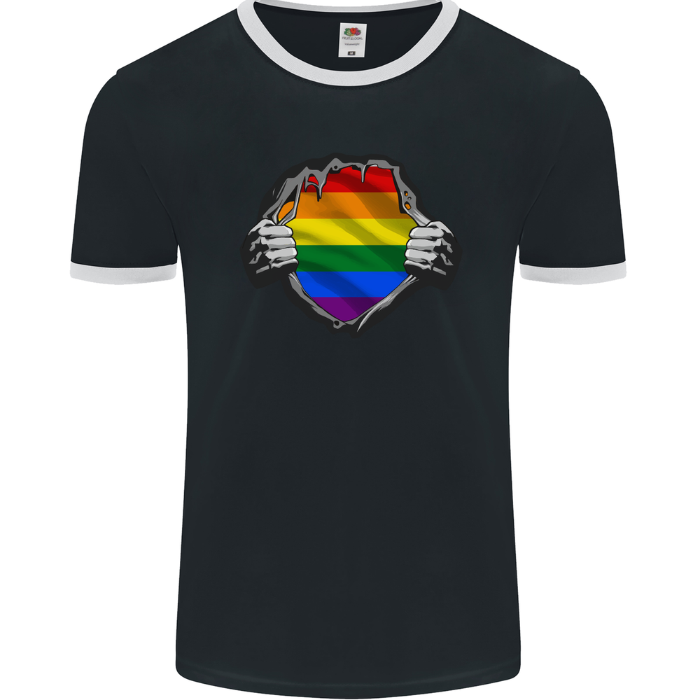 LGBT Pride Rainbow Ringer T-Shirt for Men by FotL-image