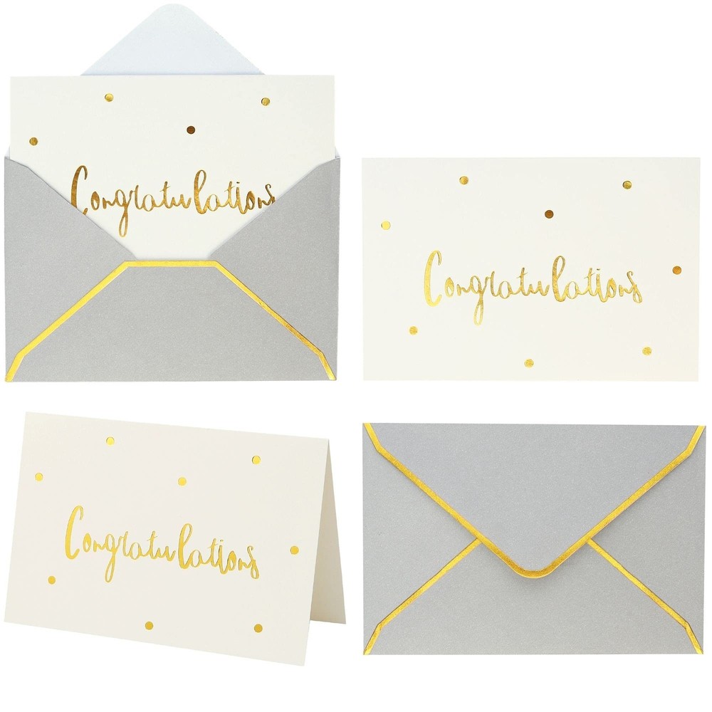 Winoo Design Gold and White Congratulations Cards with Envelopes, 36 PK All O...