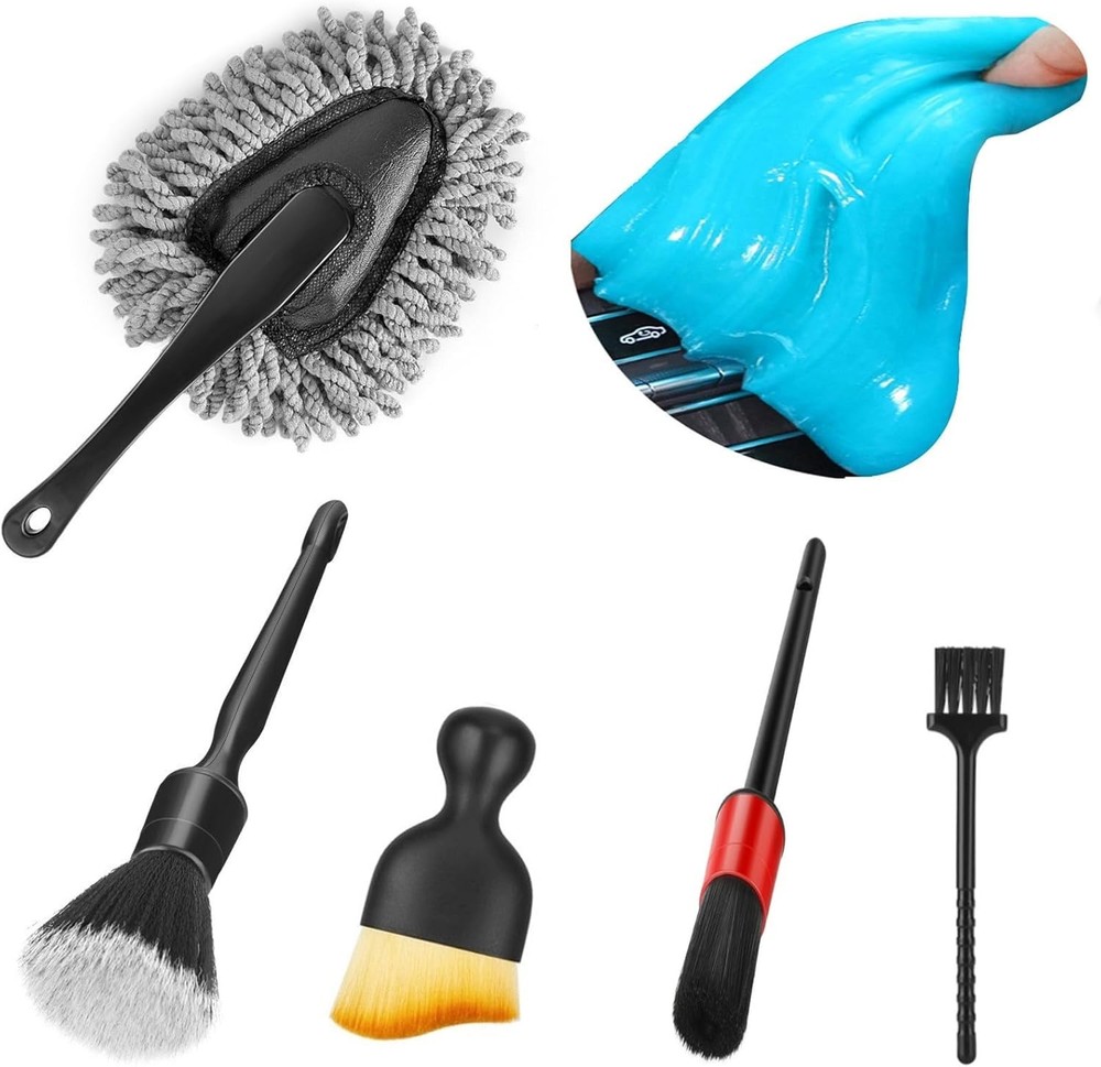 Soft Car Interior Duster Brush & Cleaning Gel Kit for Dash Vents