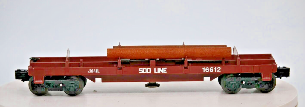 Lionel O Gauge 1:48 Scale 16612 Soo Line Log Dump Car w/ log & working Action