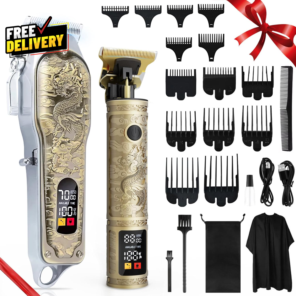 Professional Cordless Hair Clippers & Trimmers Set for Men - Rechargeable