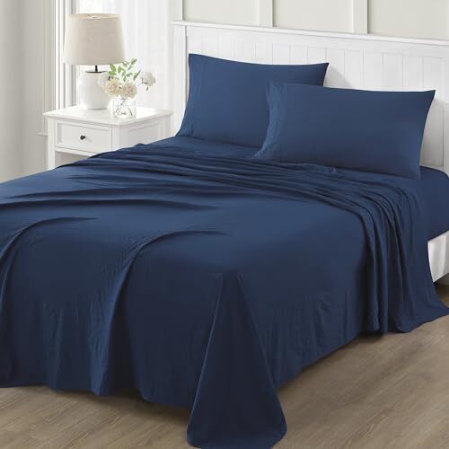 MARTHA STEWART Ultra Soft Brushed and Washed Microfiber 4 Piece Sheet Set, Ea...