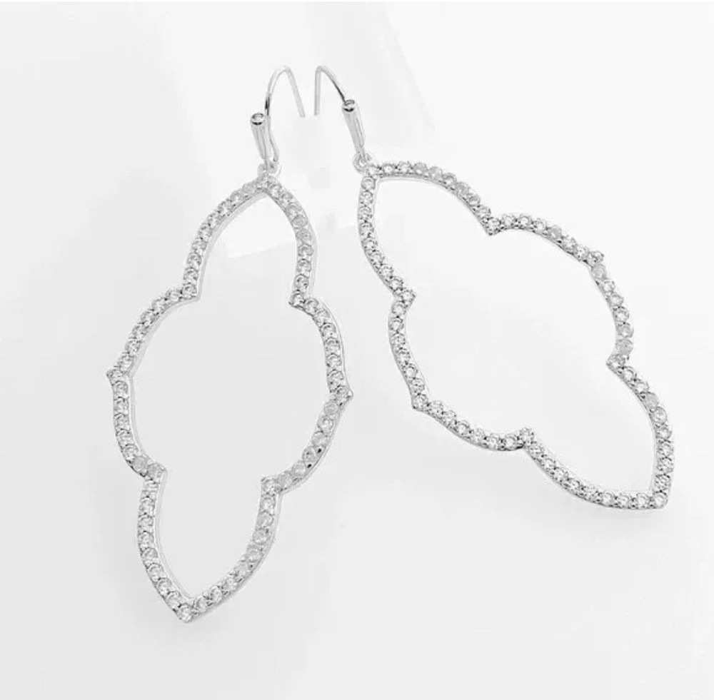 Kendra Scott Abbie Small Open Frame Earrings in White Crystal NWOT