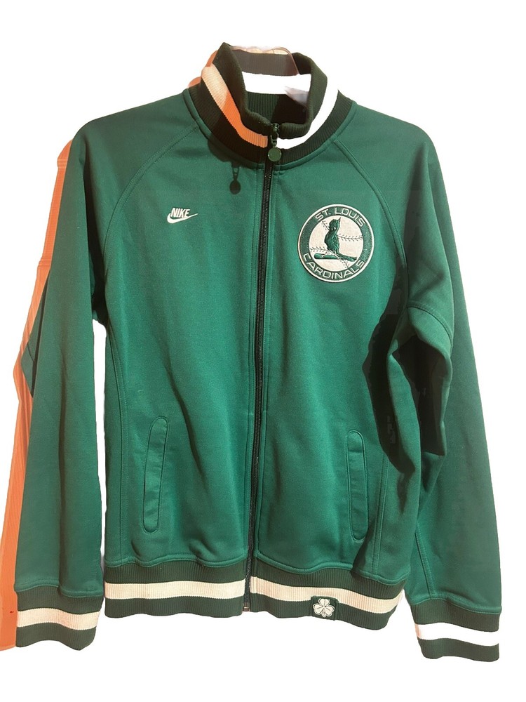 VTG Green Nike St. Louis Cardinals Logo Full Zip Jacket Baseball Youth L (12-14)