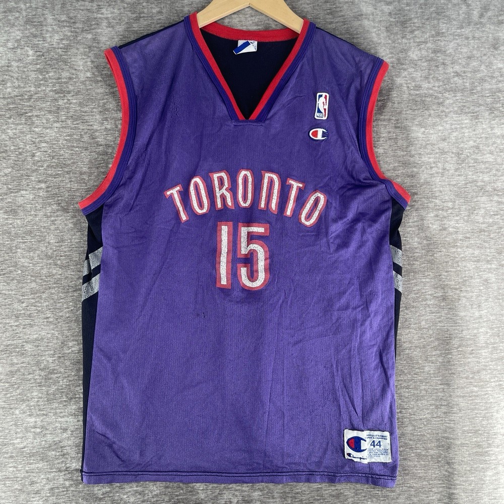 Vintage Champion NBA Toronto Raptors #15 Vince Carter Basketball Jersey 44 Large