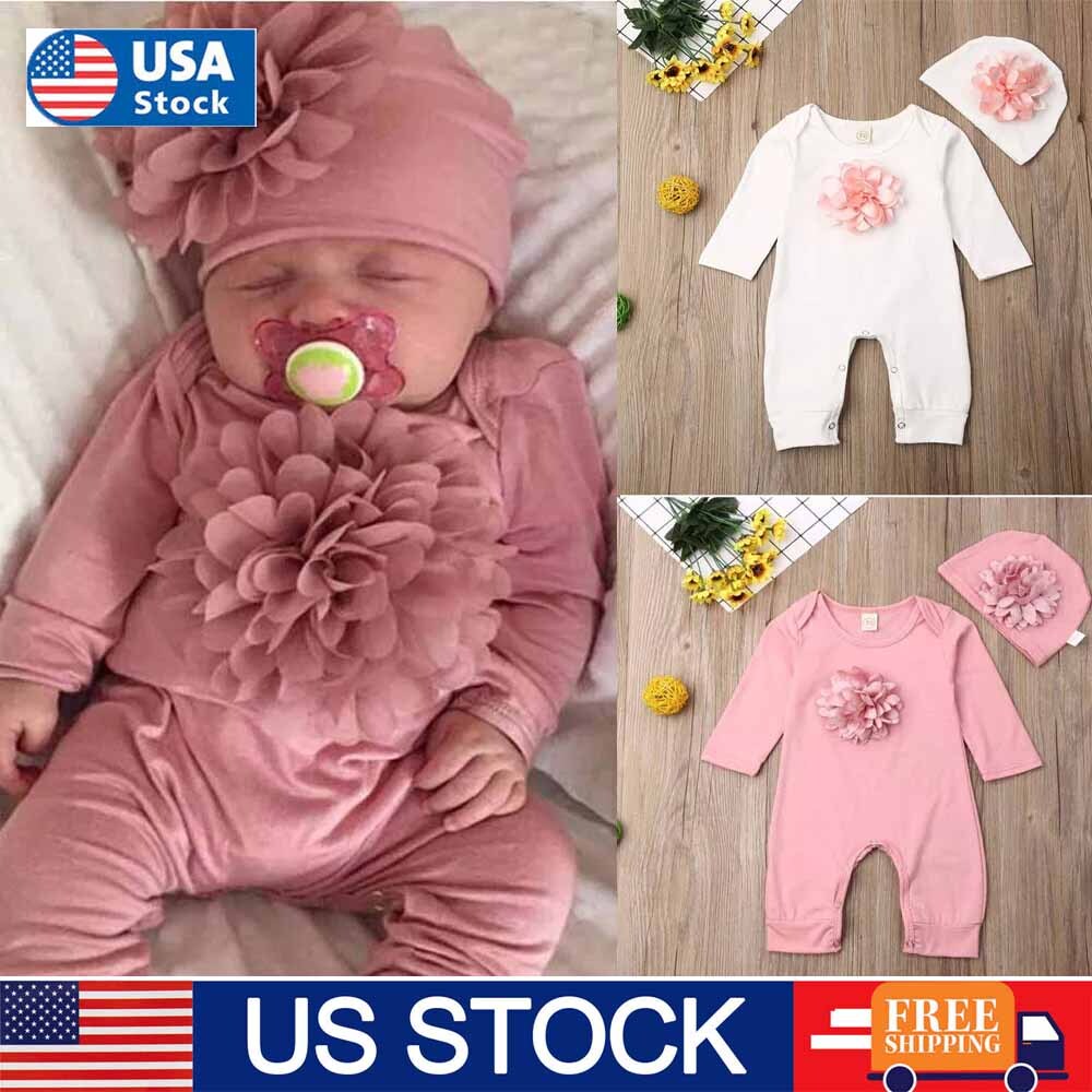 Newborn Baby Girl Floral Romper Jumpsuit Cotton Bodysuit Clothes Outfit Set