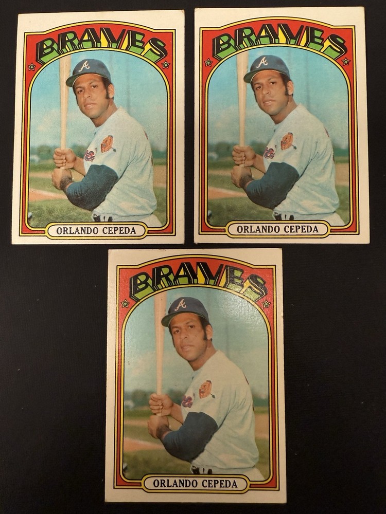 1972 Topps - Orlando Cepeda #195 HOF MVP Atlanta Braves 3-Card Lot