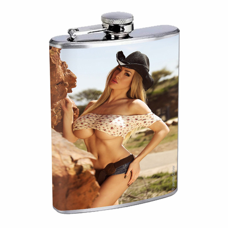 Hot Cowgirls D11 Flask 8oz Stainless Steel Hip Drinking Whiskey