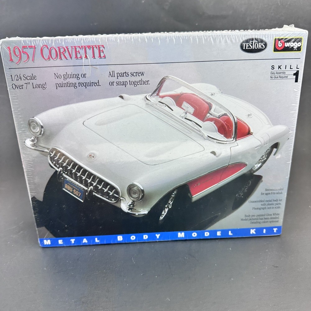 Testors Burago 1957 Corvette 1/24 Scale Metal Body Model Kit