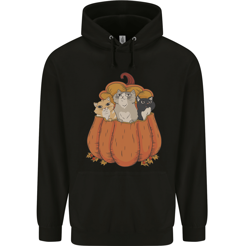 Pumpkin Cats Funny Halloween Mens 80% Cotton Hoodie