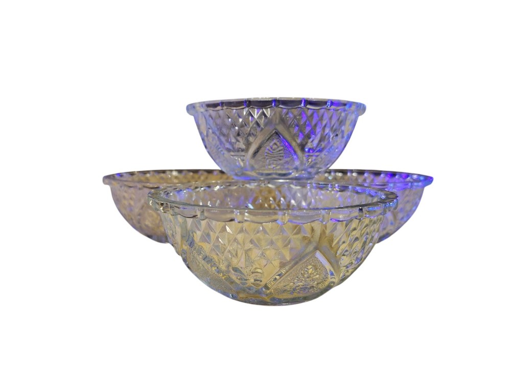 KIM Indonesia GLASS Bowl Dish KIG Nut Hearts Roses Fleur De Lis