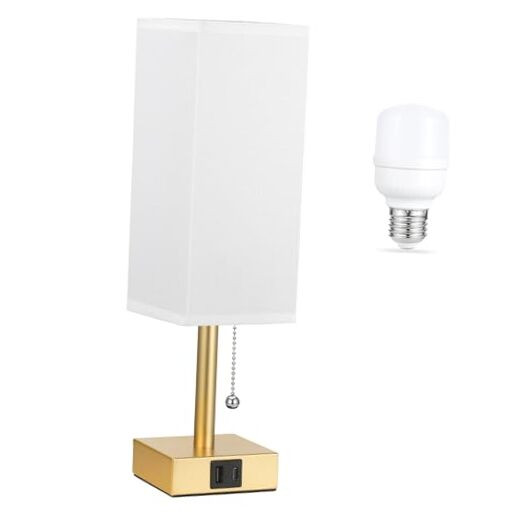 Compact White Bedside Table Lamp with 3 Adjustable Color Temperatures 3000K 4000K 5000K