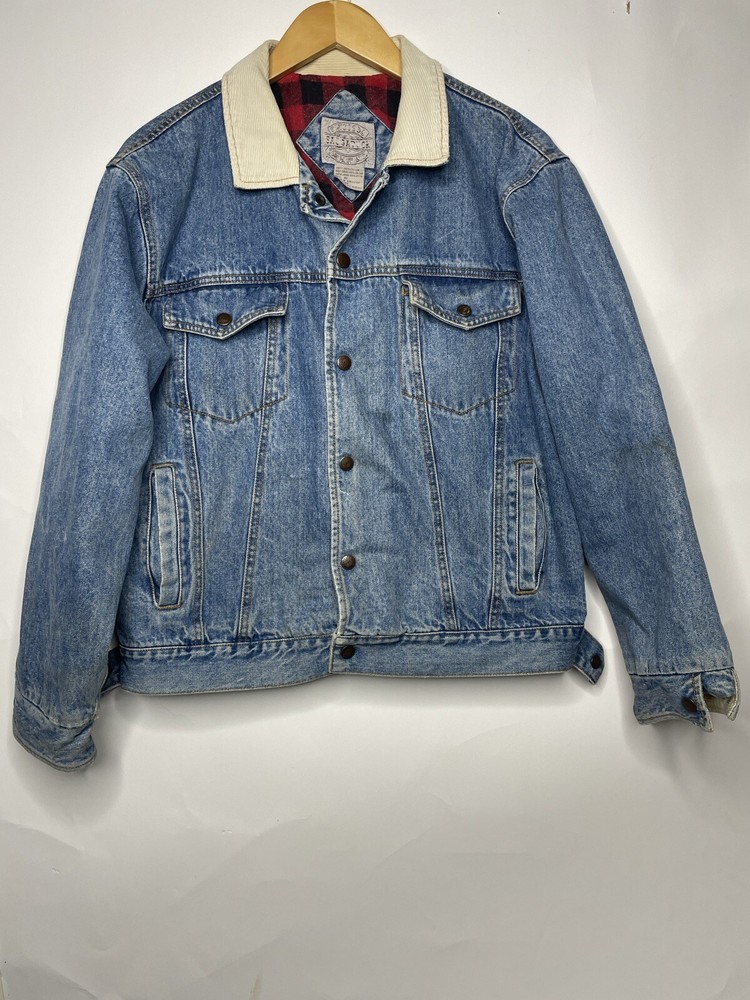 Vintage Saugatuck Drygoods Company Denim Fleece Lined Jacket Mens Size XL Lumber