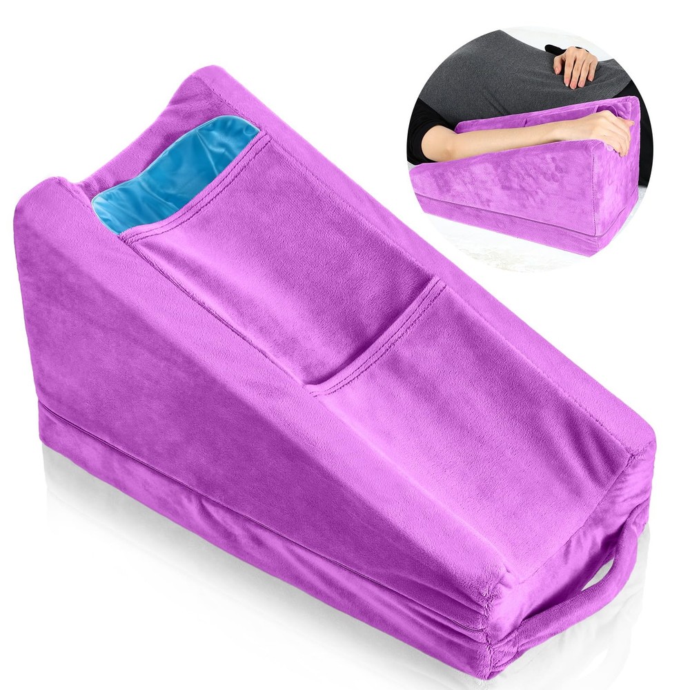 Arm Elevation Pillow Wedge with Pockets for Broken Arm or Elbow Support in Violet