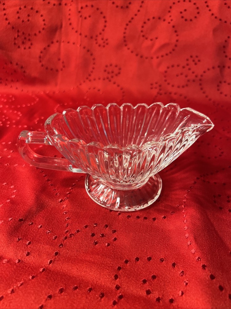 Vintage Mikasa Royal Suite 6 Inch Clear Glass Gravy Boat Creamer Sauce Dressing