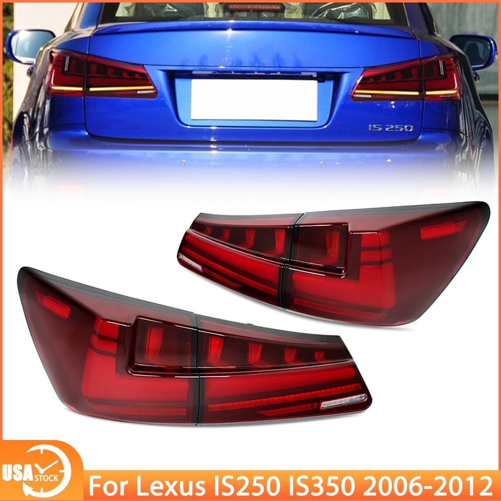 LED Tail Lights For 2006-2013 Lexus IS250 IS350 ISF Red Start UP Animation