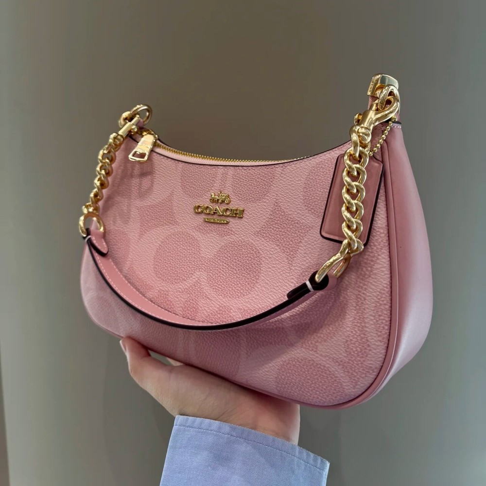 Shoulder Bag In Canvas Powder Pink CAL51 NEW