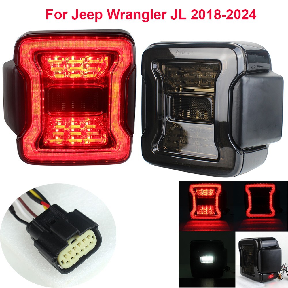 Upgraded LED Tail Lights with Reverse Turn Signal for Jeep Wrangler JL 2018-2024