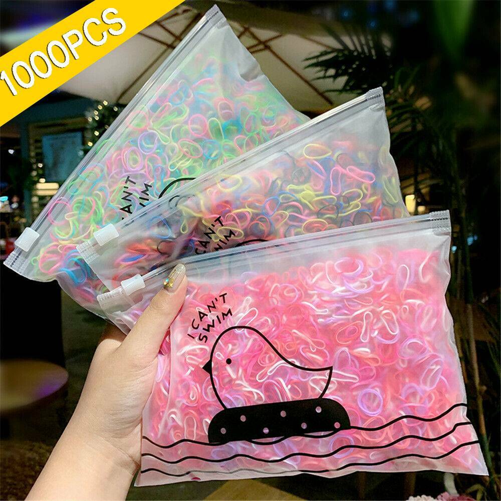 1000Pcs Colorful Elastic Hair Ties for Girls Kids Ponytail Holders No-Slip Hairbands