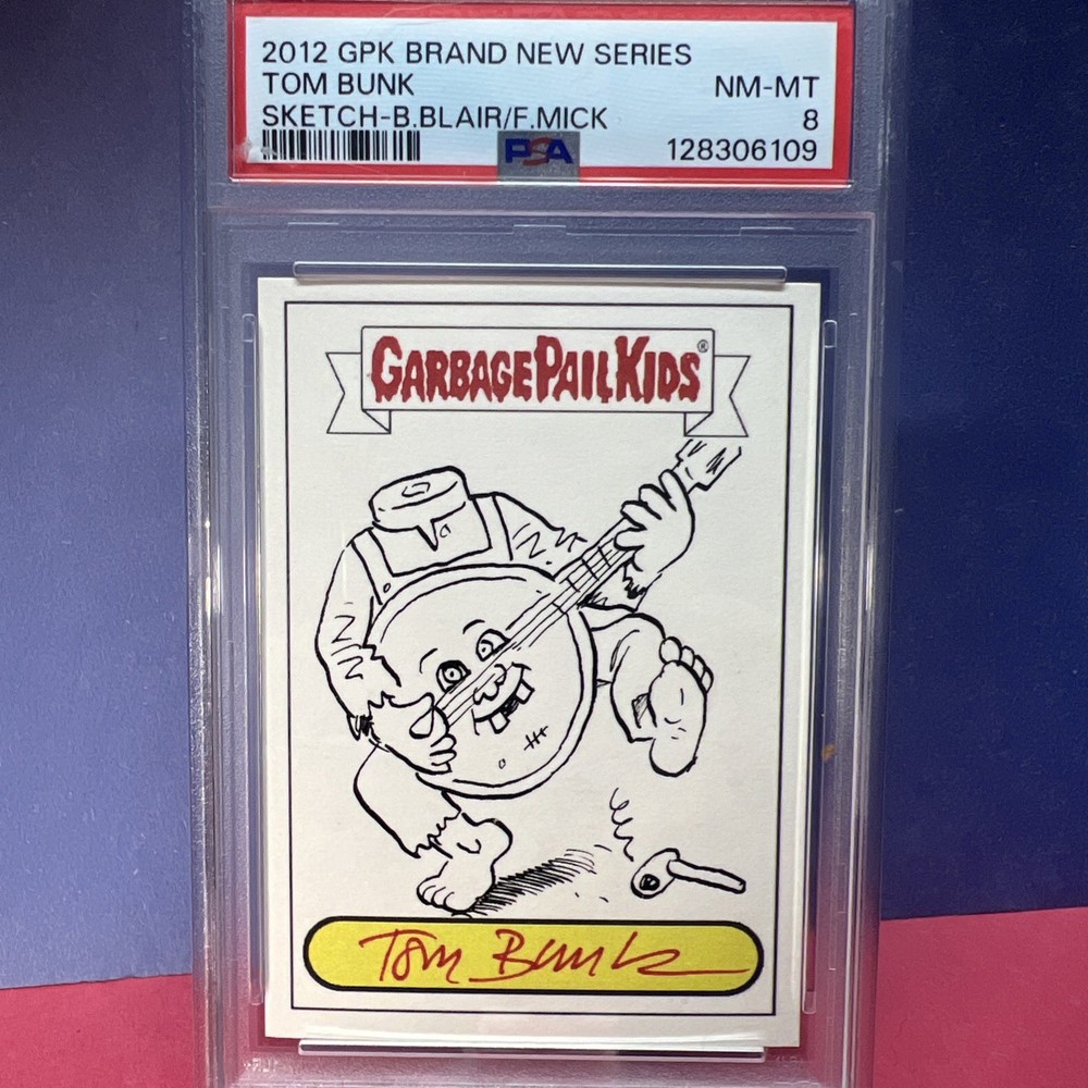 Tom Bunk - Sketch Card Red Ink Signed Auto- Garbage Pail Kids