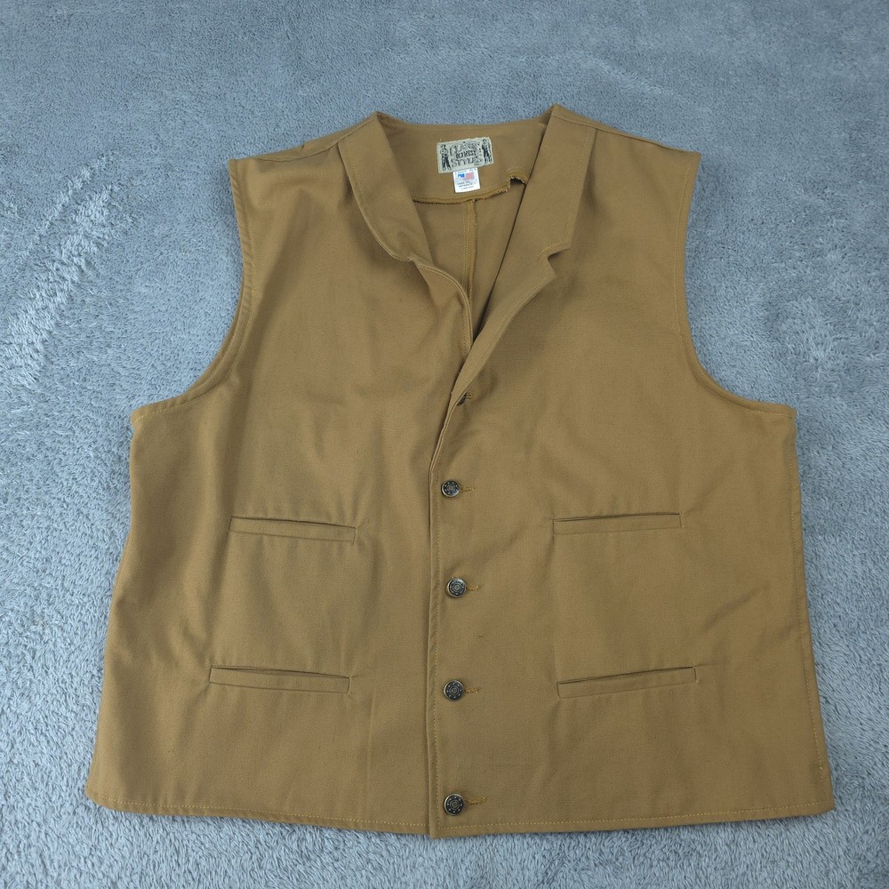 Classic Old West Styles Vest Mens 2XL Brown Canvas Western Belted USA Cowboy
