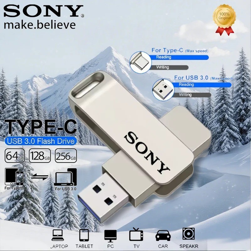 2TB Sony USB Flash Drive High Speed Type C PenDrive 1TB 512GB 256GB Metal Stick
