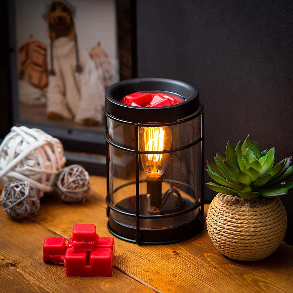 Vintage Black Plug-in Electric Candle Warmer with Timer for Fragrance