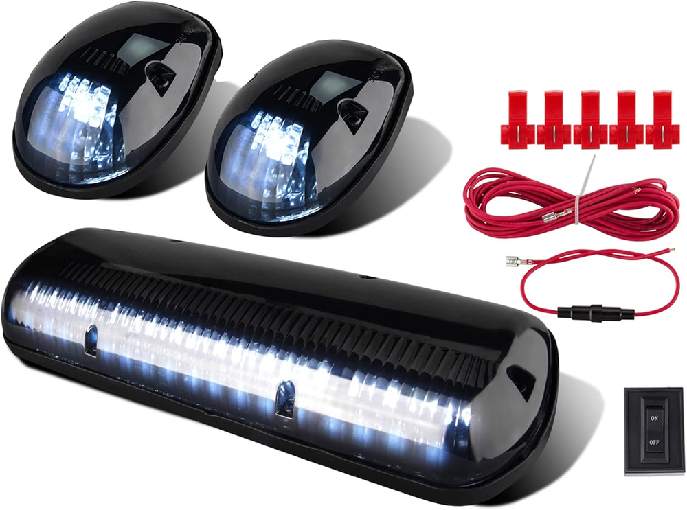 30-LED Smoked Cab Roof Marker Running Lights Wire Kit in White