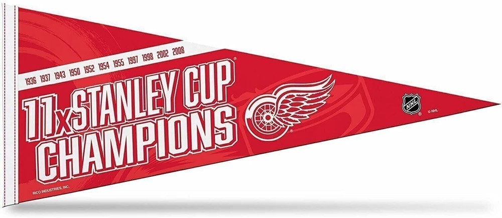 Detroit Red Wings 11-Time Stanley Cup Champs 12x30 Soft Felt Pennant