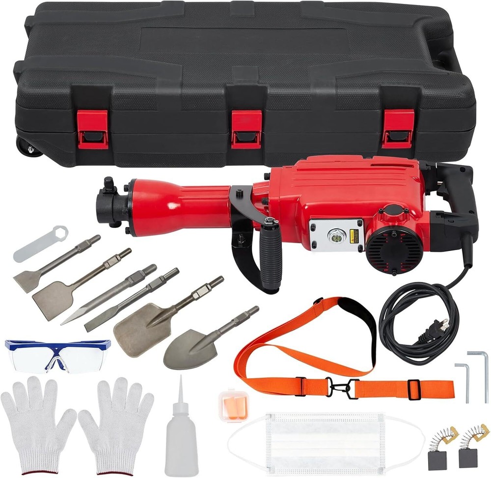 2200W Electric Jack Hammer Demolition Tool Kit Jack Hammer Drill with 6 Tool Hea