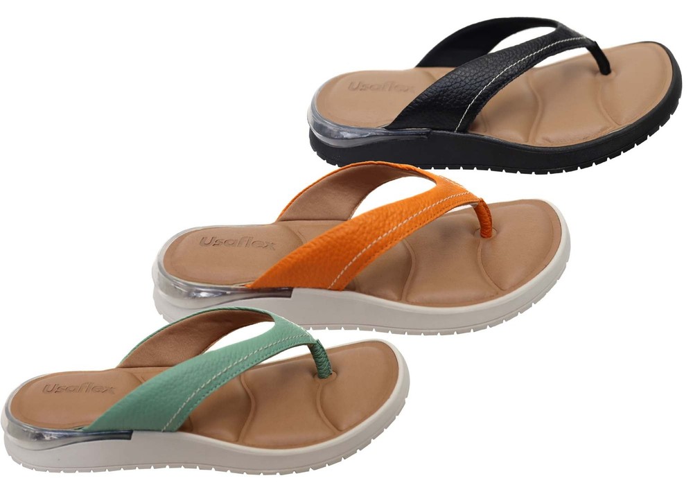 USAFlex Resort Women's Comfortable Brazilian Leather Thong Sandals