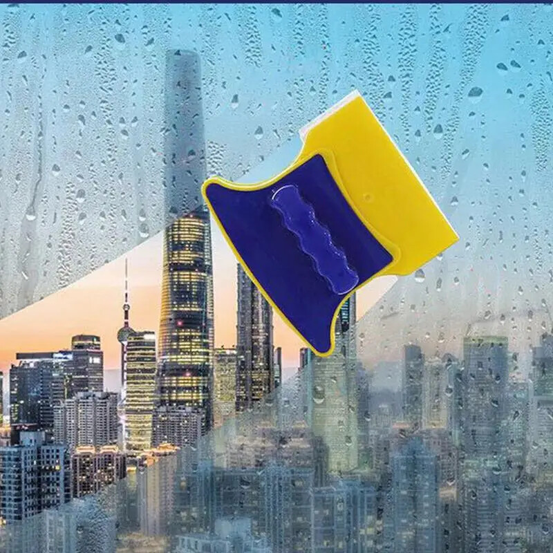 Magnetic Glass Cleaning Brush Double-sided Wiper Cleaning Tools with1.5m Rope US