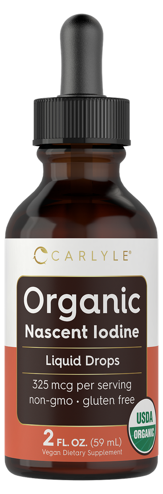 Organic Nascent Iodine Liquid Drops 2 fl oz Vegan Non-GMO by Carlyle