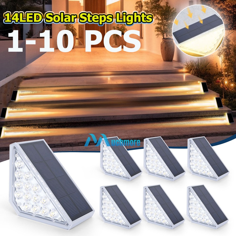 Waterproof Solar LED Step Lights for Outdoor Stairs Garden Deck Pathway