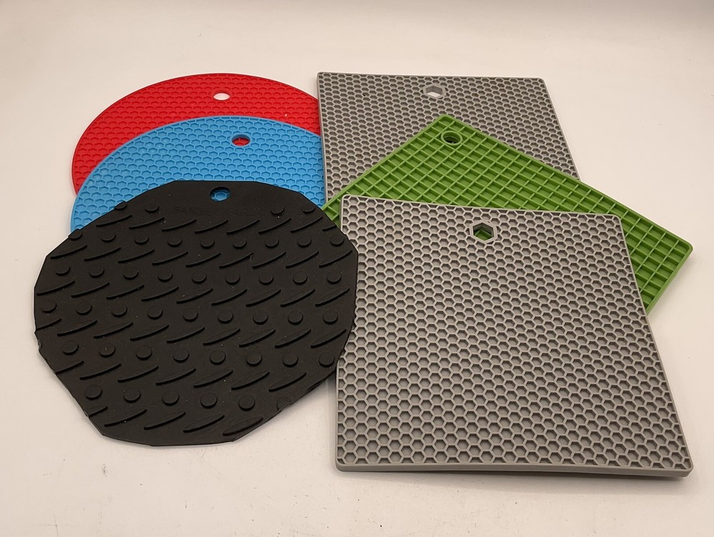 6 Pc Silicone Trivet Mats Set Hot Pot Holder Heat Resistant Non-Slip Table Assor