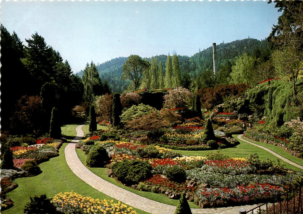 Butchart Gardens, Victoria, B.C., Canada, Sunken Garden, Butchart Postcard