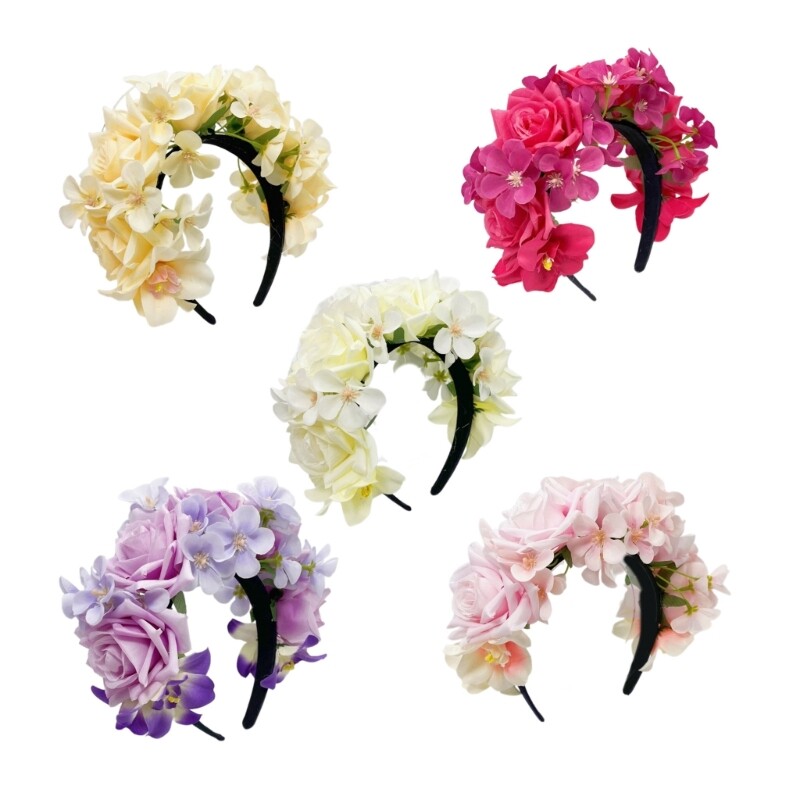 Bohemian Floral Headband Colorful Flower Hair Accessory for Women Photography Styling
