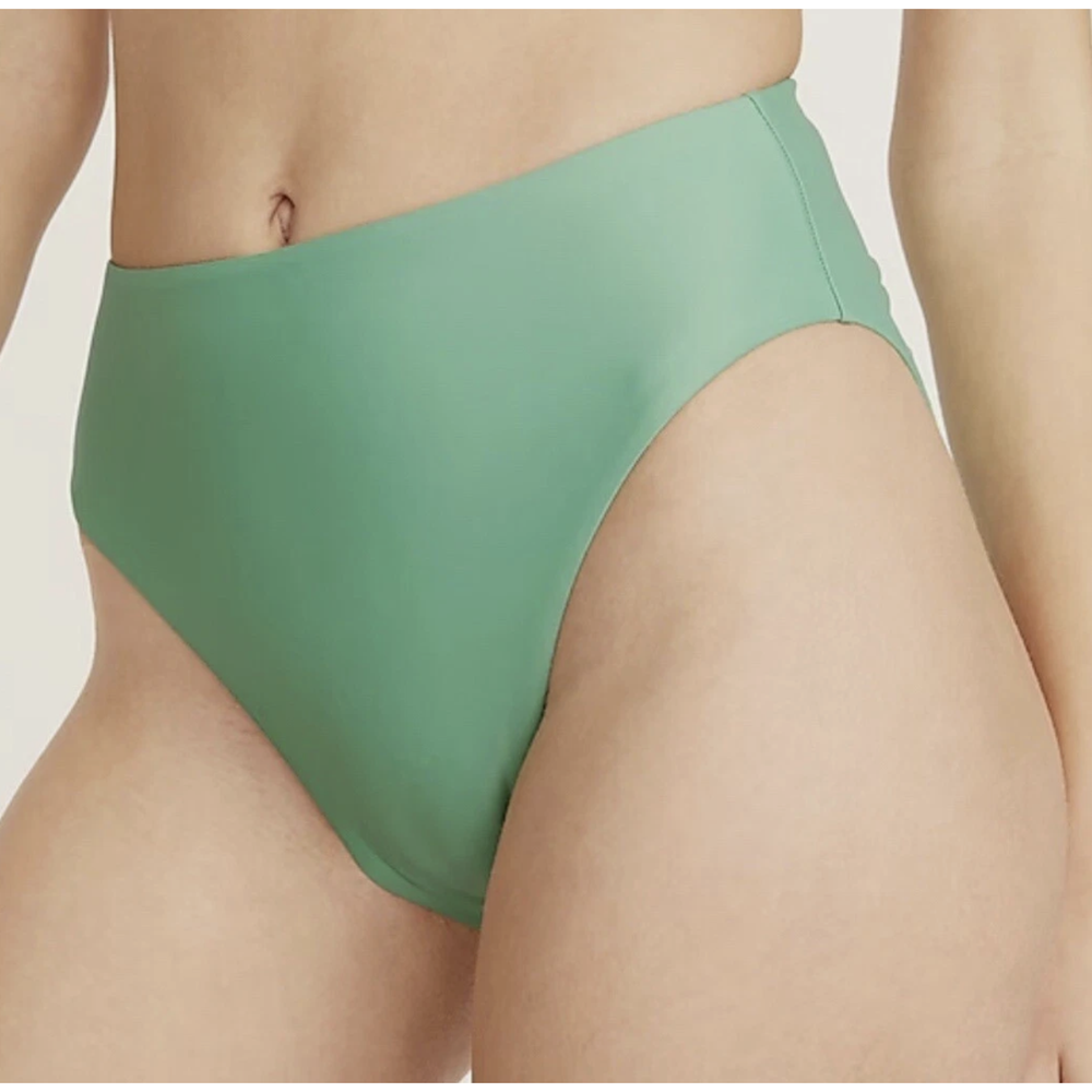 J. Crew High-Rise Bikini Bottom Swim Size Medium Cool Green BF178 NWT