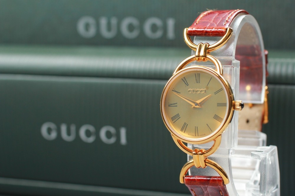 Vintage [NEAR MINT w/ Box] GUCCI 6000.2.L Gold Dial Qz Womens Watch From JAPAN