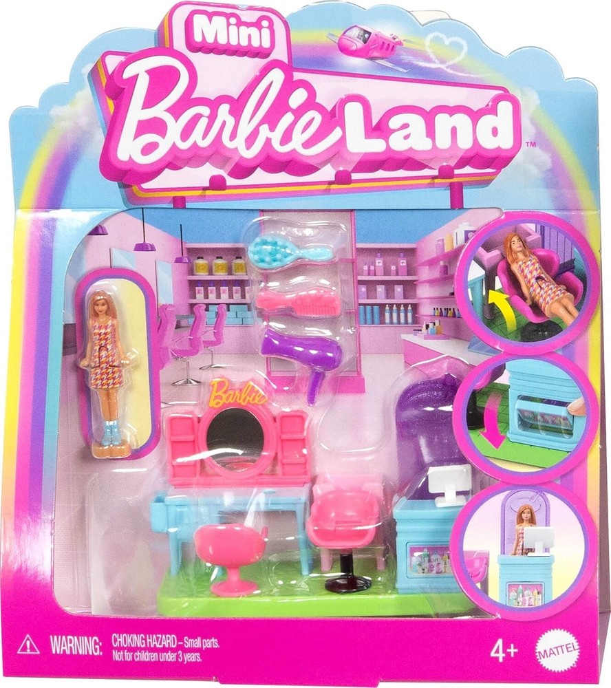 Barbie Mini BarbieLand Collectible Hair Salon Playset With 1.5-Inch Doll, Style
