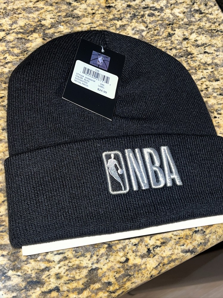 NBA (Silver) NATIONAL BASKETBALL ASSOCIATION CUFFED KNIT BEANIE WINTER HAT NEW