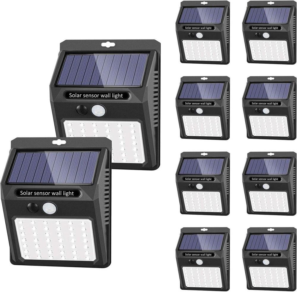 Solar Lights Outdoor [10 Pack /3 Working Mode] Solar Security Lights Solar