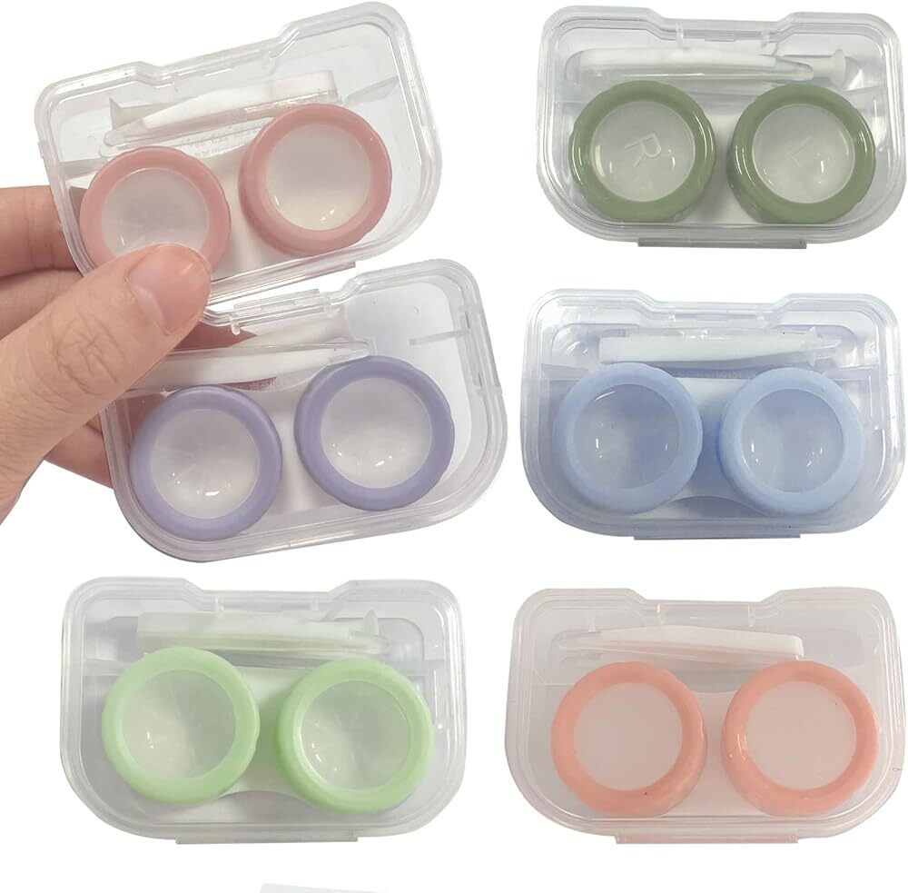 Contact Lens Cases Colorful Contact Lens Container Holder, Clear Contact Case...