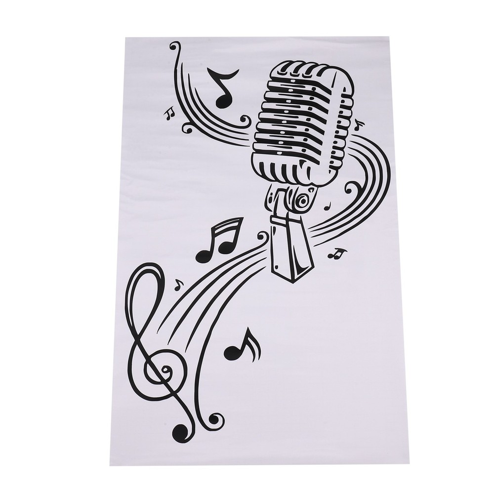 Music Note Microphone Wall Sticker for KTV Bar Decor