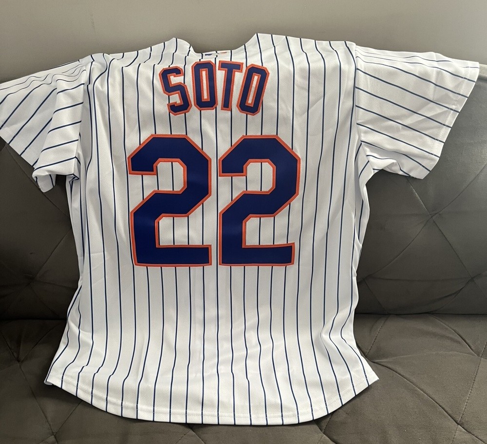 Juan Soto #22 New York Mets Men's Medium White Pinstripe Jersey