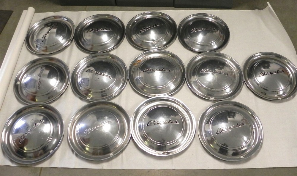 1949 CHRYSLER VINTAGE FACTORY OEM HUBCAP WHEEL COVERS LOT OF 13 USED