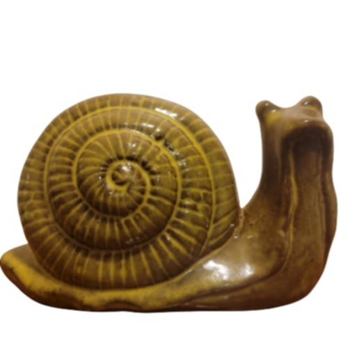 Large Glazed Ceramic Pottery Green Unique Snail MCM Vintage 9.5