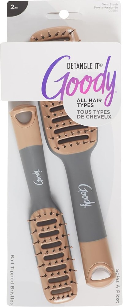 Goody Detangle It Vented Hair Brush, Quick Drying Detangler Brush with BROWN